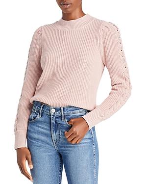Aqua Cable Knit Puff Sleeve Sweater - 100% Exclusive
