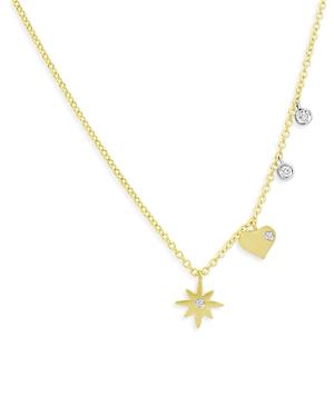 Meira T 14k White Gold & Yellow Gold Diamond Starburst & Heart Pendant Necklace, 18