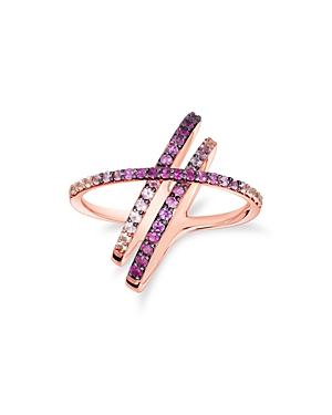 Bloomingdale's Ruby & Pink Sapphire Crossover Ring In 14k Rose Gold - 100% Exclusive