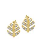 Moon & Meadow 14k Yellow Gold Diamond Leaf Stud Earrings