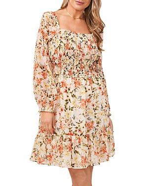 1.state Plus Floral Square Neck Dress