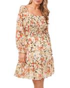 1.state Plus Floral Square Neck Dress