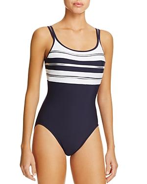 Miraclesuit Sports Page Rigamarol Stripe One Piece Swimsuit