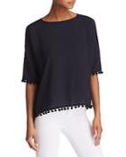 French Connection Crepe Pom-pom Top