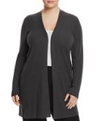 Eileen Fisher Plus Ribbed Open Front Cardigan