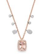 Meira T 14k Rose Gold Morganite & Diamond Adjustable Pendant Necklace, 18