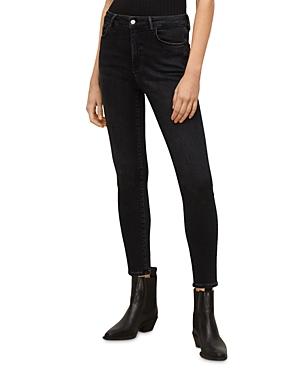 Allsaints Miller Size Me Mid Rise Skinny Jeans In Washed Black