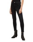 Allsaints Miller Size Me Mid Rise Skinny Jeans In Washed Black