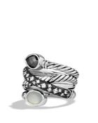 David Yurman Grisaille Crossover Ring With Hematine, Moon Quartz, And Diamonds