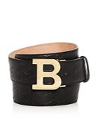 Bally B Buckle Logo-embossed Leather Belt
