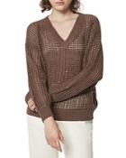 Peserico Sequined V Neck Open Knit Sweater