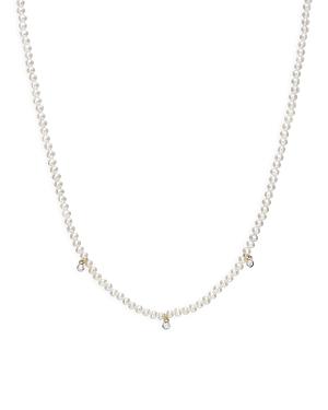 Zoe Lev 14k Yellow Gold Freshwater Pearl & Diamond Collar Necklace, 14-16
