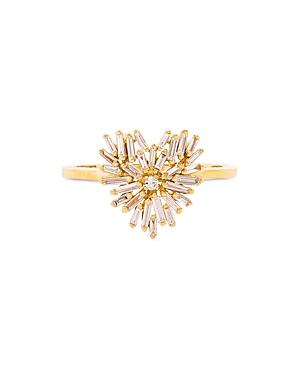 Suzanne Kalan 18k Yellow Gold Fireworks Diamond Baguette Heart Cluster Ring