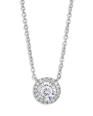 Lightbox Jewelry Halo 10k White Gold Lab-grown Diamond Pendant Necklace, 16