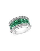 Bloomingdale's Emerald & Diamond Anniversary Band In 14k White Gold - 100% Exclusive