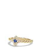 David Yurman Venetian Quatrefoil Ring With Blue Sapphire And Diamonds In 18k Gold