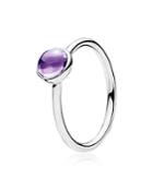 Pandora Ring - Sterling Silver & Crystal Purple Poetic Droplet