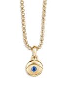 David Yurman Men's 18k Yellow Gold Blue Sapphire Evil Eye Amulet Pendant