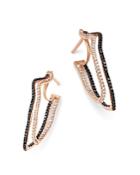 Own Your Story 14k Rose Gold Flow Black And White Diamond Two-row Imperfect Hoop Earrings
