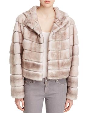 Maximilian Furs Leather-trim Hooded Mink Jacket