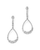 Diamond Round And Baguette Teardrop Earrings In 14k White Gold, .75 Ct. T.w. - 100% Exclusive