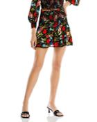 Alice And Olivia Smocked Floral Print Skirt