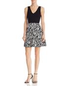 Aqua Zebra Colorblock Fit-and-flare Dress - 100% Exclusive