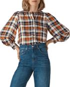 Whistles Checked Puff-sleeve Shirt