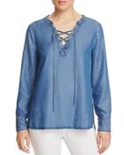 Sanctuary Lace-up Chambray Blouse - 100% Exclusive