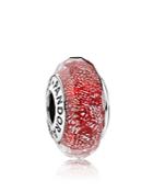 Pandora Charm - Sterling Silver & Glass Red Shimmer