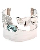 Alexis Bittar Crystal Encrusted Crumpled Solitaire Cuff Bracelet