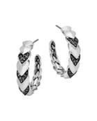 John Hardy Sterling Silver Naga Hoop Earrings With Black Sapphire And Black Spinel