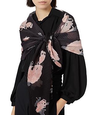 Emporio Armani Pleated Rose Print Scarf