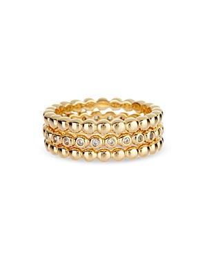 Luv Aj Pave & Bead Stack Rings, Set Of 3