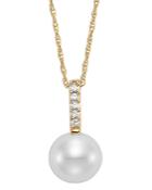 Bloomingdale's Cultured Freshwater Pearl & Diamond Pendant Necklace In 14k Yellow Gold, 16-18 - 100% Exclusive