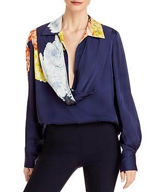 Jason Wu Collection Drape Front Floral Blouse