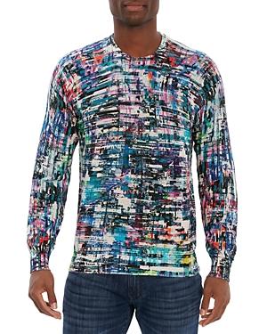 Robert Graham Color Dealer Cotton & Linen Abstract Print Classic Fit Crewneck Sweater