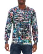 Robert Graham Color Dealer Cotton & Linen Abstract Print Classic Fit Crewneck Sweater