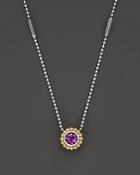 Lagos Sterling Silver And 18k Gold Pendant Necklace With Amethyst, 16