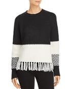 Aqua Fringed Color-block Sweater - 100% Exclusive