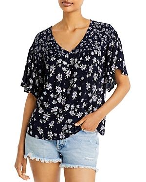 Bila Floral Flutter Sleeve Top