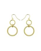 Bloomingdale's Hoop & Ribbed Double Circle Drop Earrings In 14k Yellow Gold - 100% Exclusive