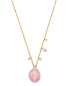 Meira T 14k Yellow & White Gold Guava Quartz & Diamond Necklace, 18