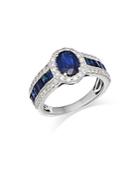 Bloomingdale's Blue Sapphire & Diamond Oval Halo Ring In 14k White Gold - 100% Exclusive