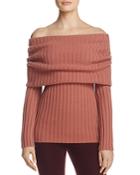 Theory Ribbed Cashmere Off-the-shoulder Sweater