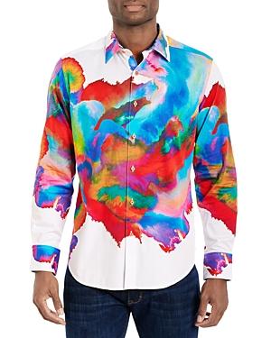 Robert Graham Azalea Cotton Stretch Watercolor Print Classic Fit Button Down Shirt
