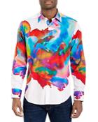 Robert Graham Azalea Cotton Stretch Watercolor Print Classic Fit Button Down Shirt