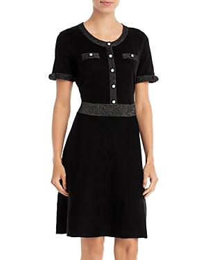 Karl Lagerfeld Paris Metallic Trim Sweater Knit Dress