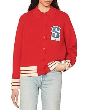 Sandro Melchior Drop Shoulder Varsity Sweater