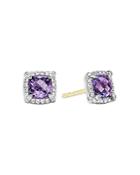 David Yurman Sterling Silver Chatelaine Amethyst & Diamond Halo Stud Earrings - 100% Exclusive